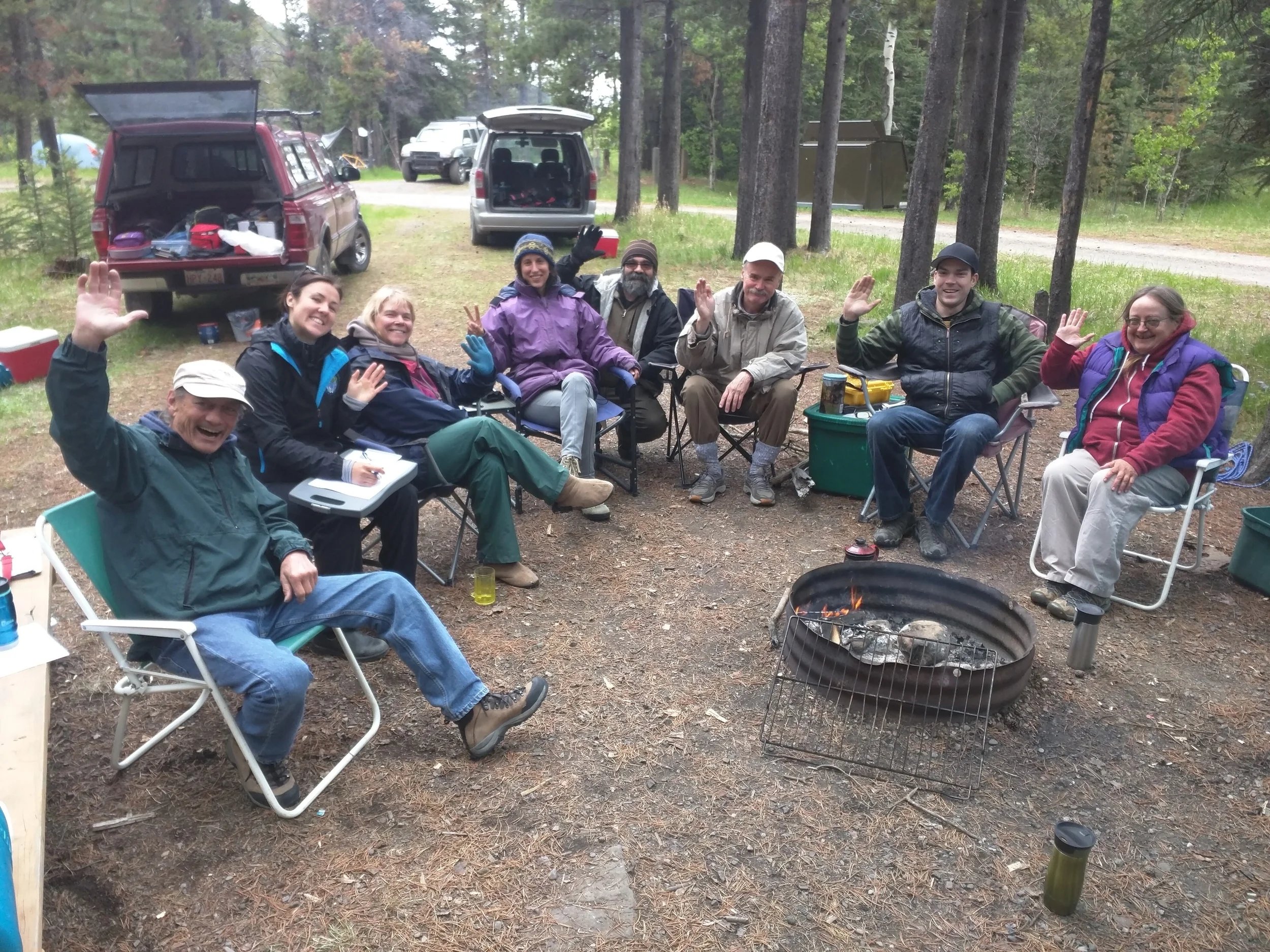 Nicola is right at home talking to these friendly campers.