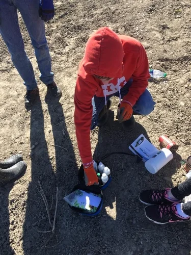 Matt getting in on the soil testing.