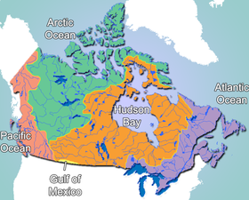 Canada's drainage basins flow into five different water bodies. (Photo: Wikipedia)