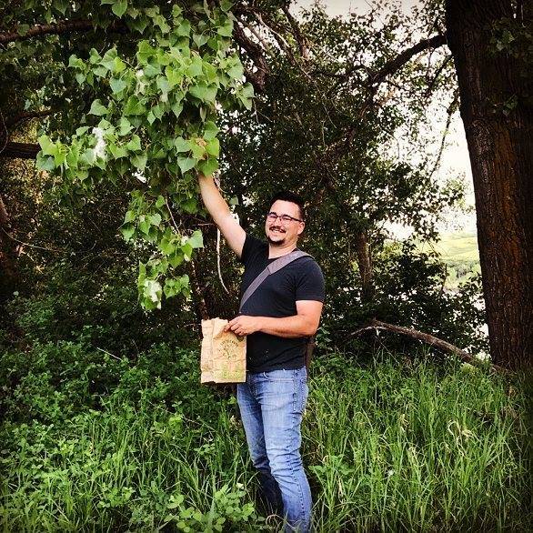 Rob collecting cottonwood seeds