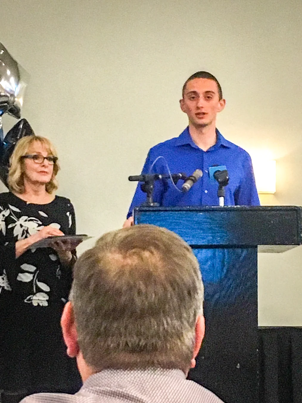 Antoine speaking at the 22nd Annual Leaders of Tomorrow Gala in 2019.