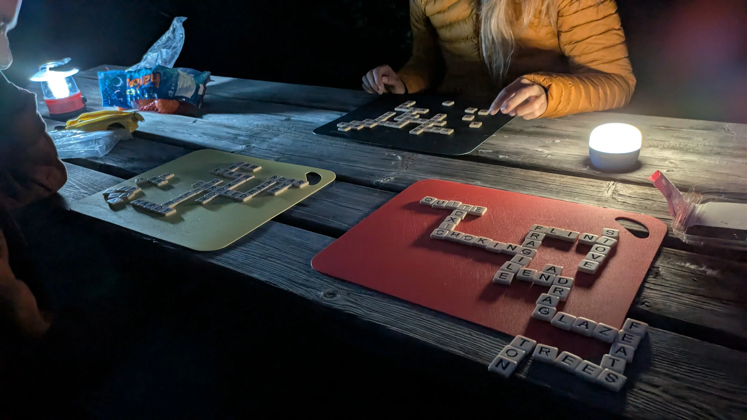  Camping at Chain Lakes between CABIN sites with Chantel and Sofie. This was such an awesome trip. Yes, I specifically chose this photo of Bananagrams because I won that round. No, I certainly did not win every round. The competition is pretty steep 