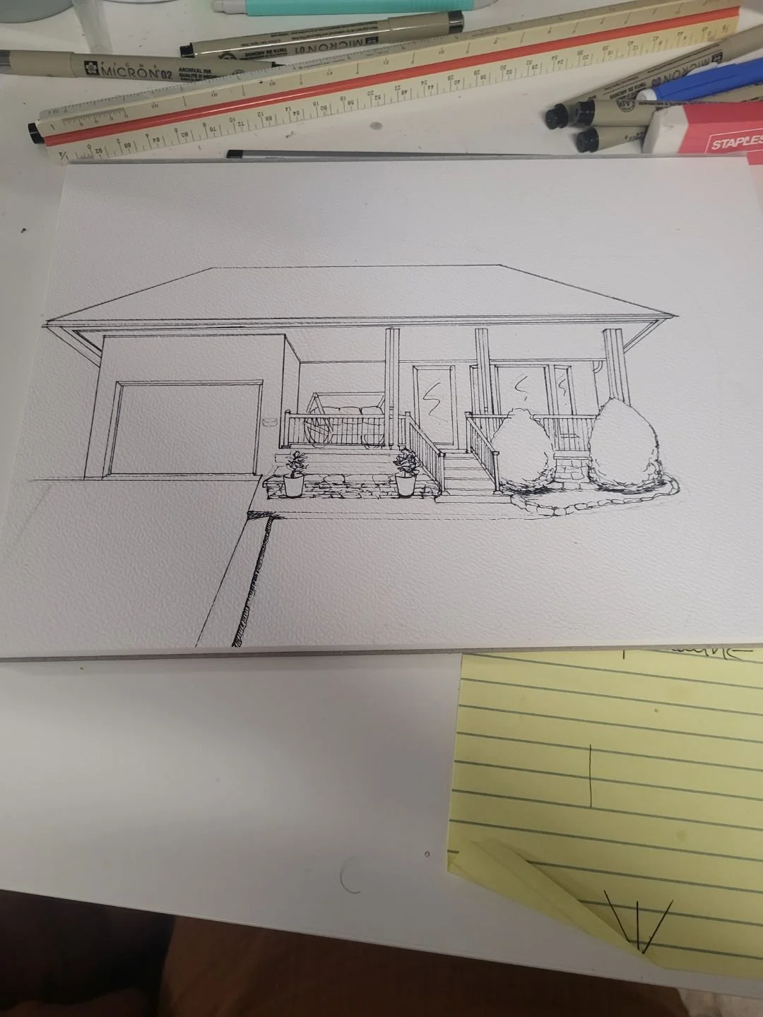 Custom house illustration work in progress by Andrea King