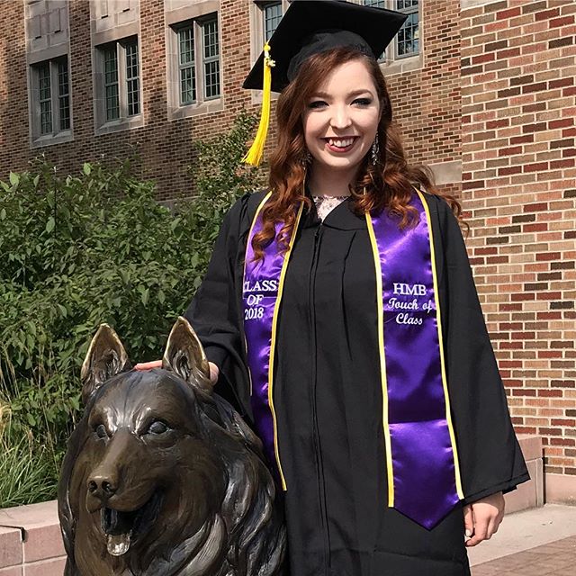 SHE DID IT! Congratulations Kaylie! #uwgrad18 #huskymarchingband #fullofBS