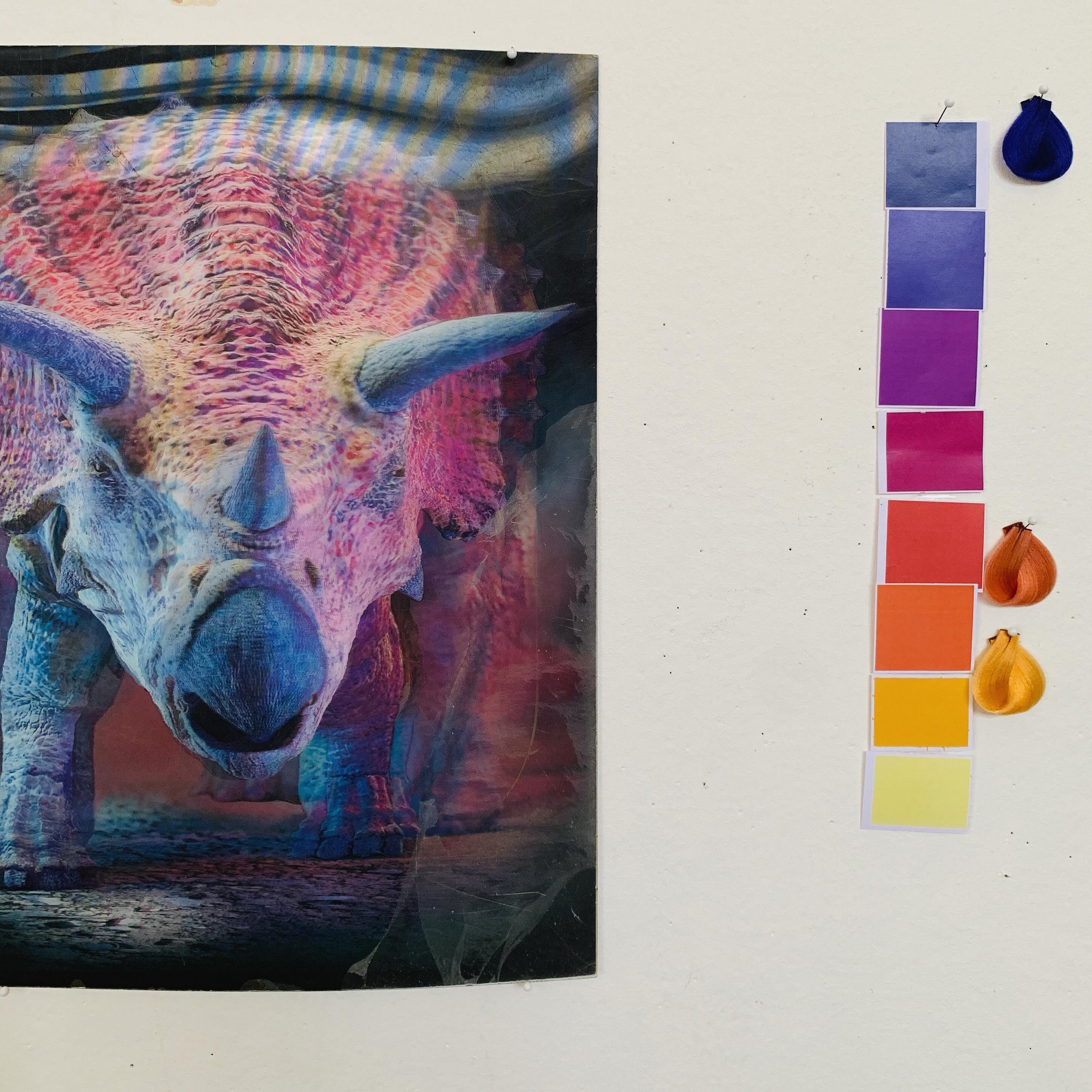 The longer I practice the more I revert to childhood dreams. Studio wall keeping the vision close by. #wip #designdreams #gradients #mythicthinking