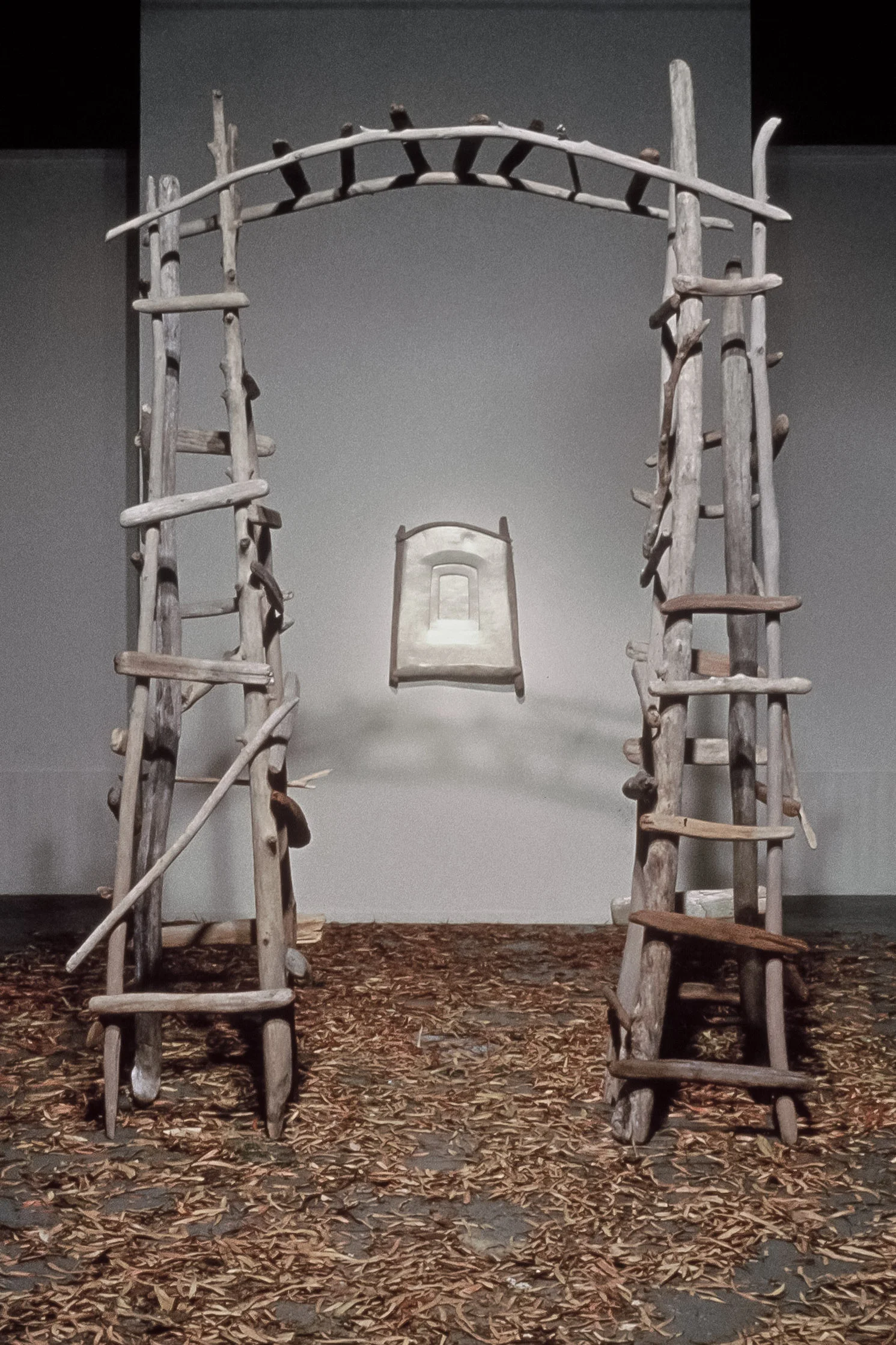 Gateway Sanctuary Installation- wood, leaves, plaster, acrylic University of Southern California, 1992