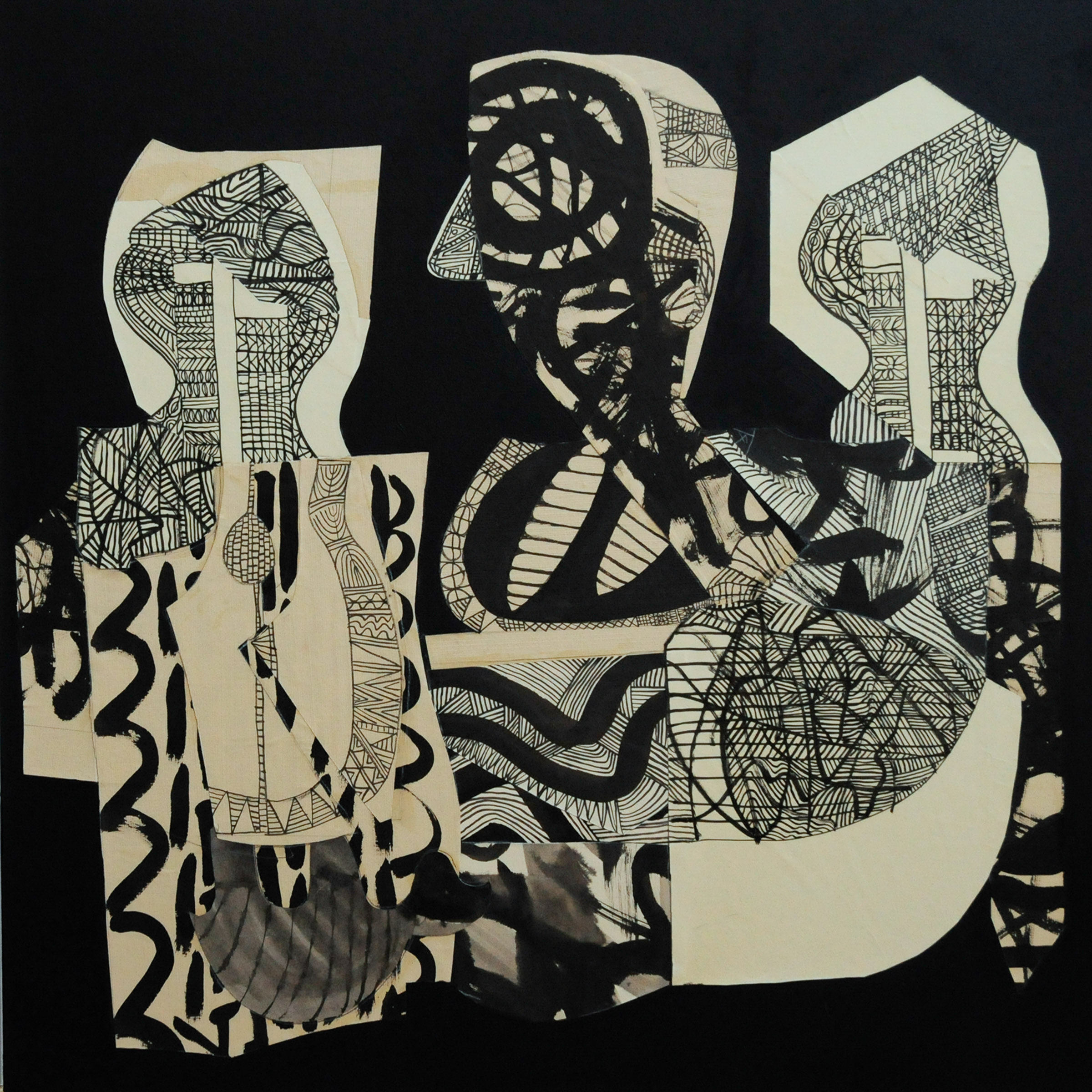 Mittsu 33” x 33” Collage on canvas 2012