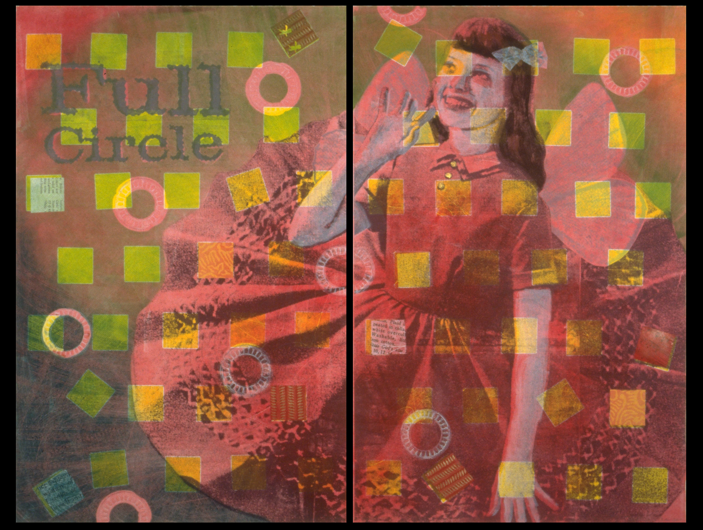 Full Circle Diptych , Monoprint with Chine Colle, 30"h x 40"w, 2000