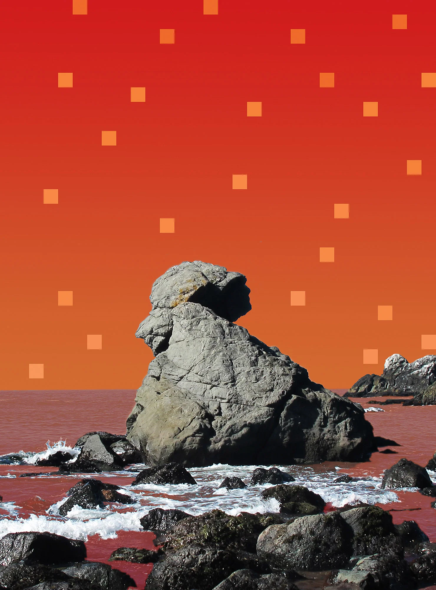 Crossing the Digital Divide 6 , digital print with acrylic paint on canvas