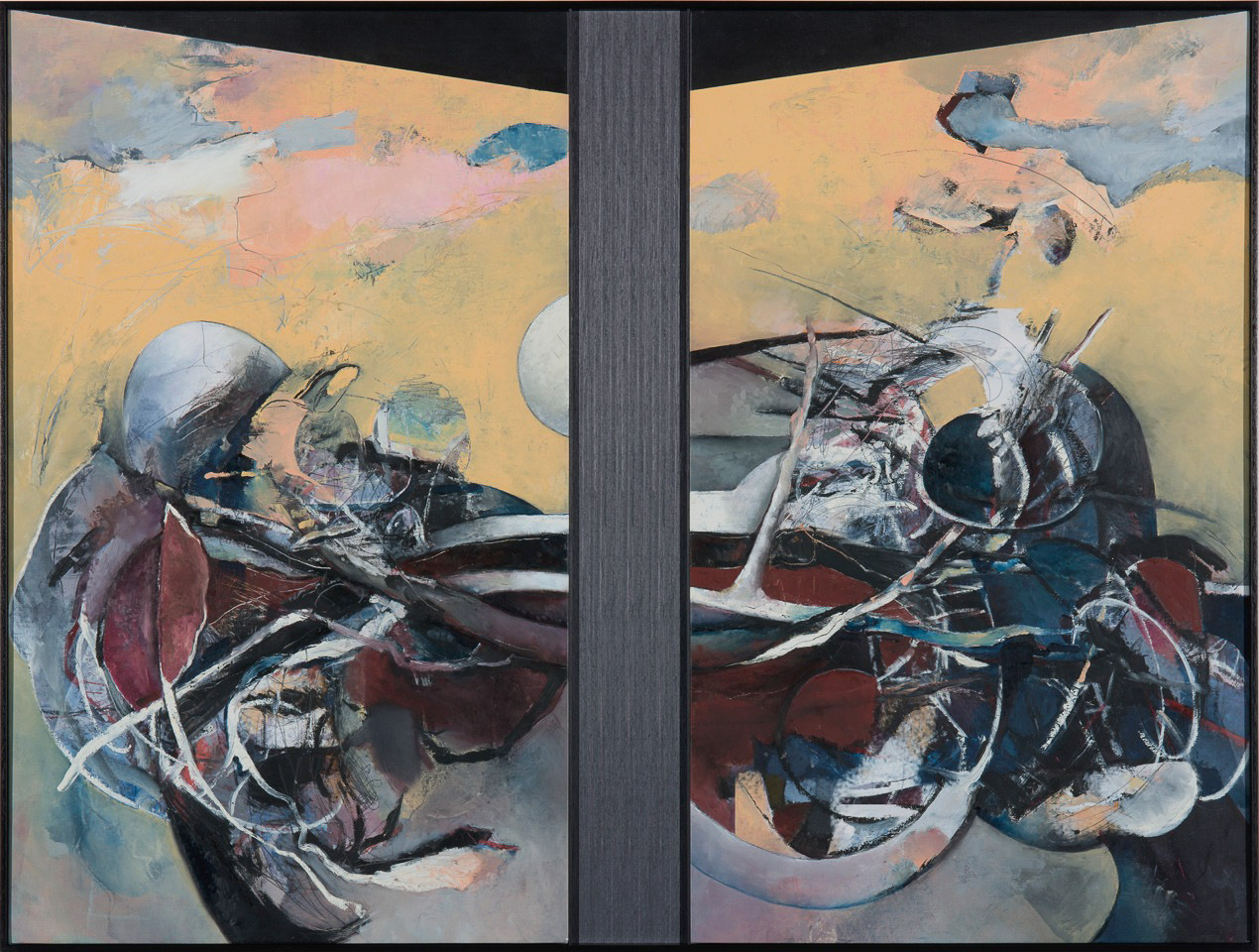 Gray Matters 2: Crucifixion Oil on canvas with recessed wood panel 44” x 59”