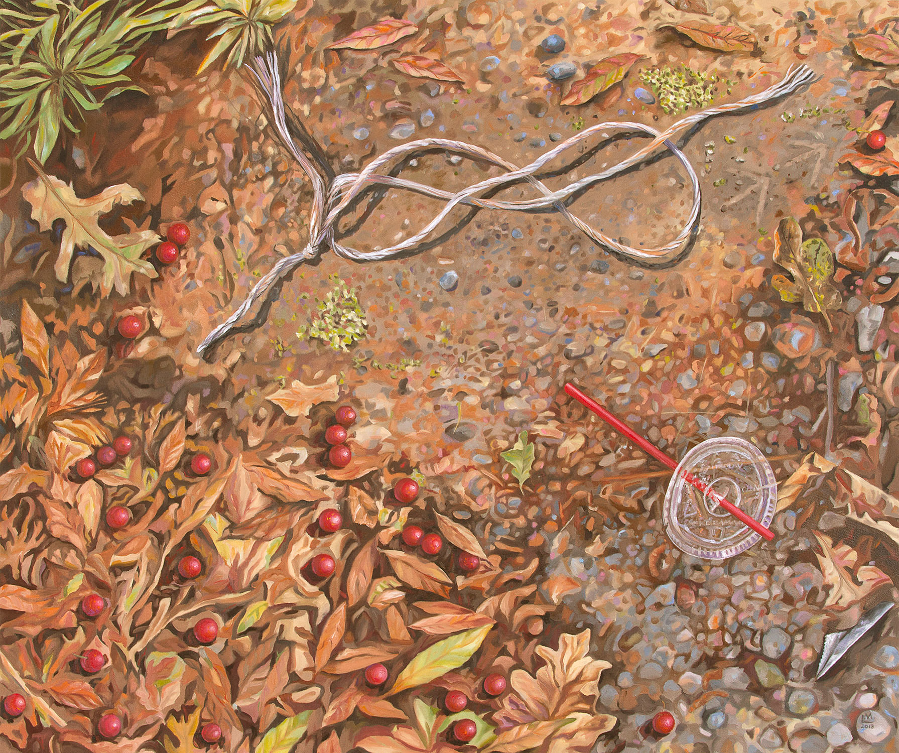 Lover's Knot & Cupid's Bow Oil on canvas, 30"h x 36"w, 2013