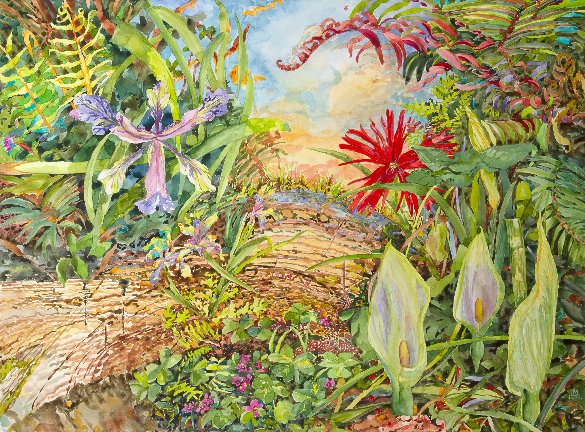 Arum Trilogy Watercolor, 22"h x 30"w, 2014