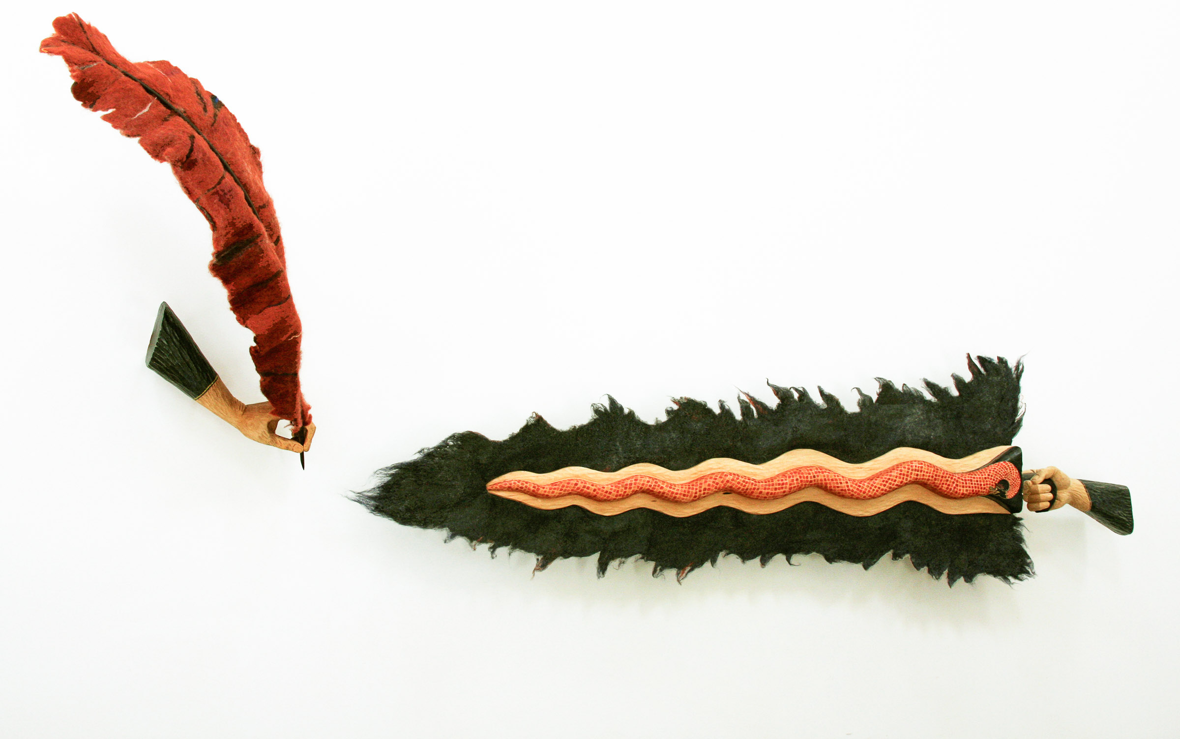Gilead and Gandring’s Kriss 40” x 72”x 6” Carved wood, Felted wool