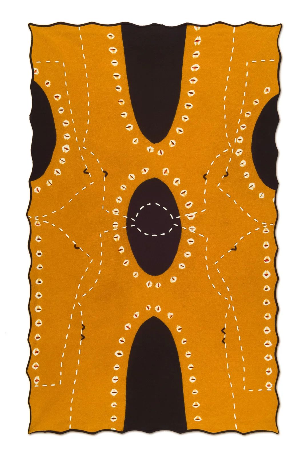 Markers 2008 34"x3/8"x63" Wool cloth, felted, pierced, dyed, stitched.