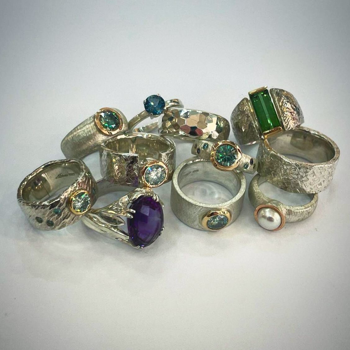 So many stunning textured rings in store by @jewellerybyidour right now! Which one is your favourite?! 💍 
.
.
.
#jewellery #nzjewellery #rings #textured #accessories #design #dunedin #nzmade #shoplocal