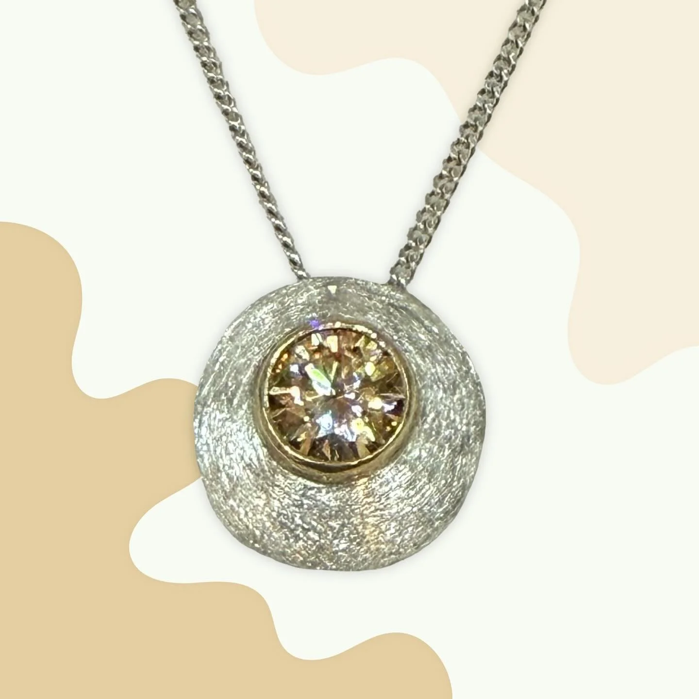 Textured silver, rose gold with 1.0ct moissanite necklace in store by @jewellerybyidour - just one of the many amazing pieces in store! 
.
.
.
#jewellery #nzjewellery #necklace #textured #silver #rosegold #moissanite #dunedin #design #nzmade #shoploc