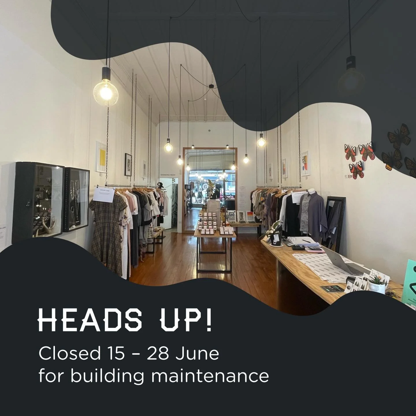 A quick heads up for our community.
GUILD will temporarily be closed 15 - 28 June while some essential work is carried out on our building.

We will be open until 3pm this Saturday, so there is still time to pop in and support our local designers.

W