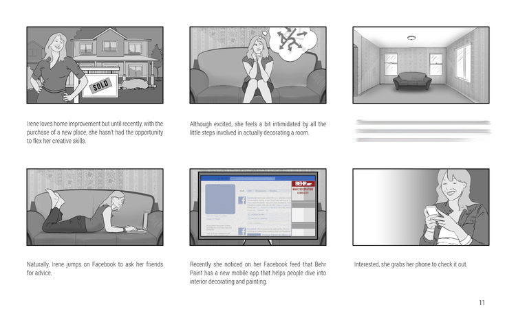 A piece of the storyboard that shows the beginning of the user's problem (I definitely did not illustrate this, but I directed it)