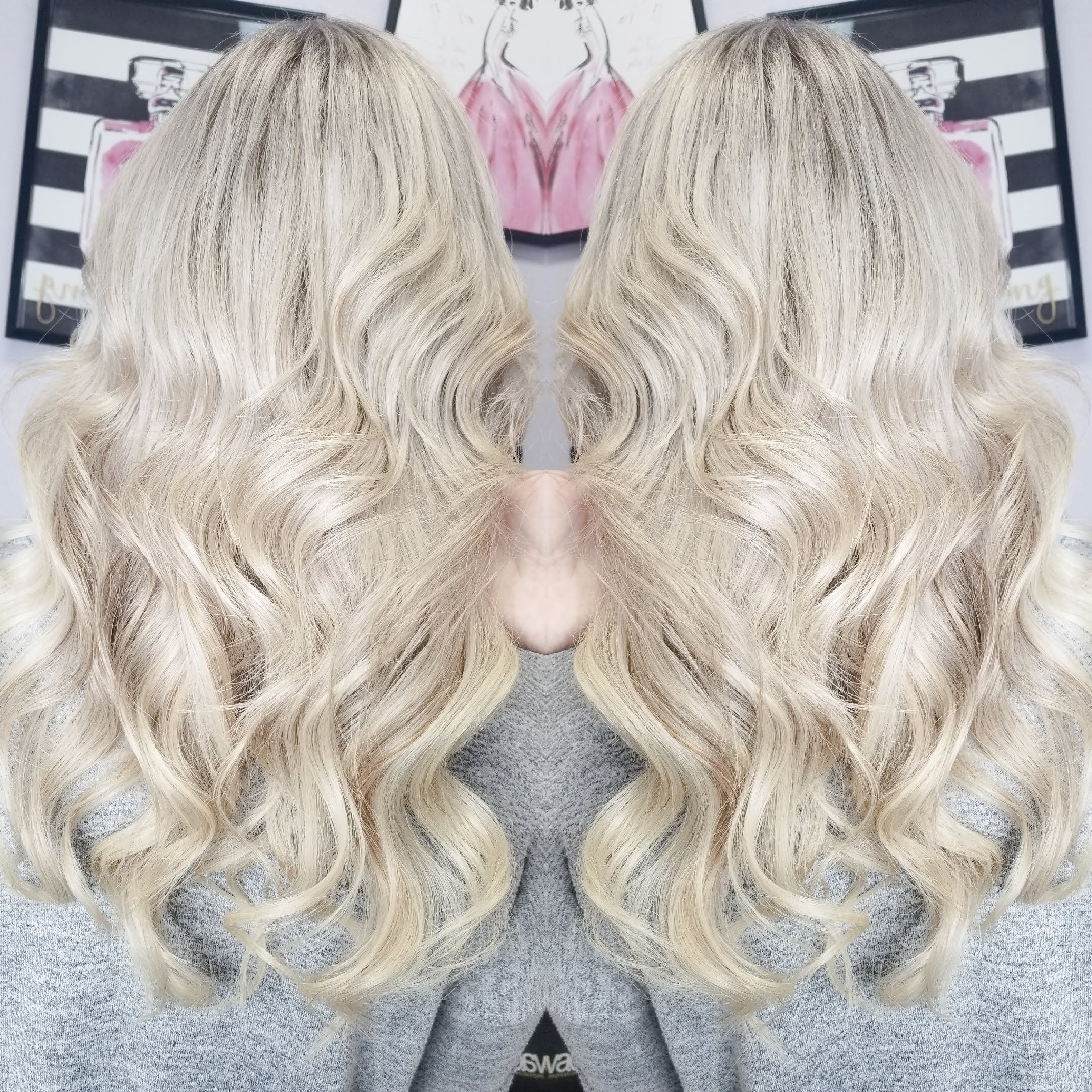 Bright blonde Highlights with Extensions
