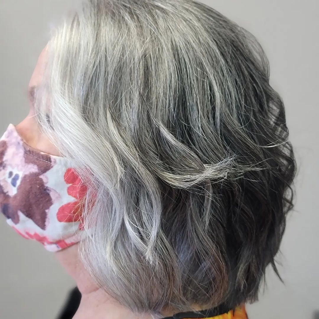 Layered Cut on Silver Hair