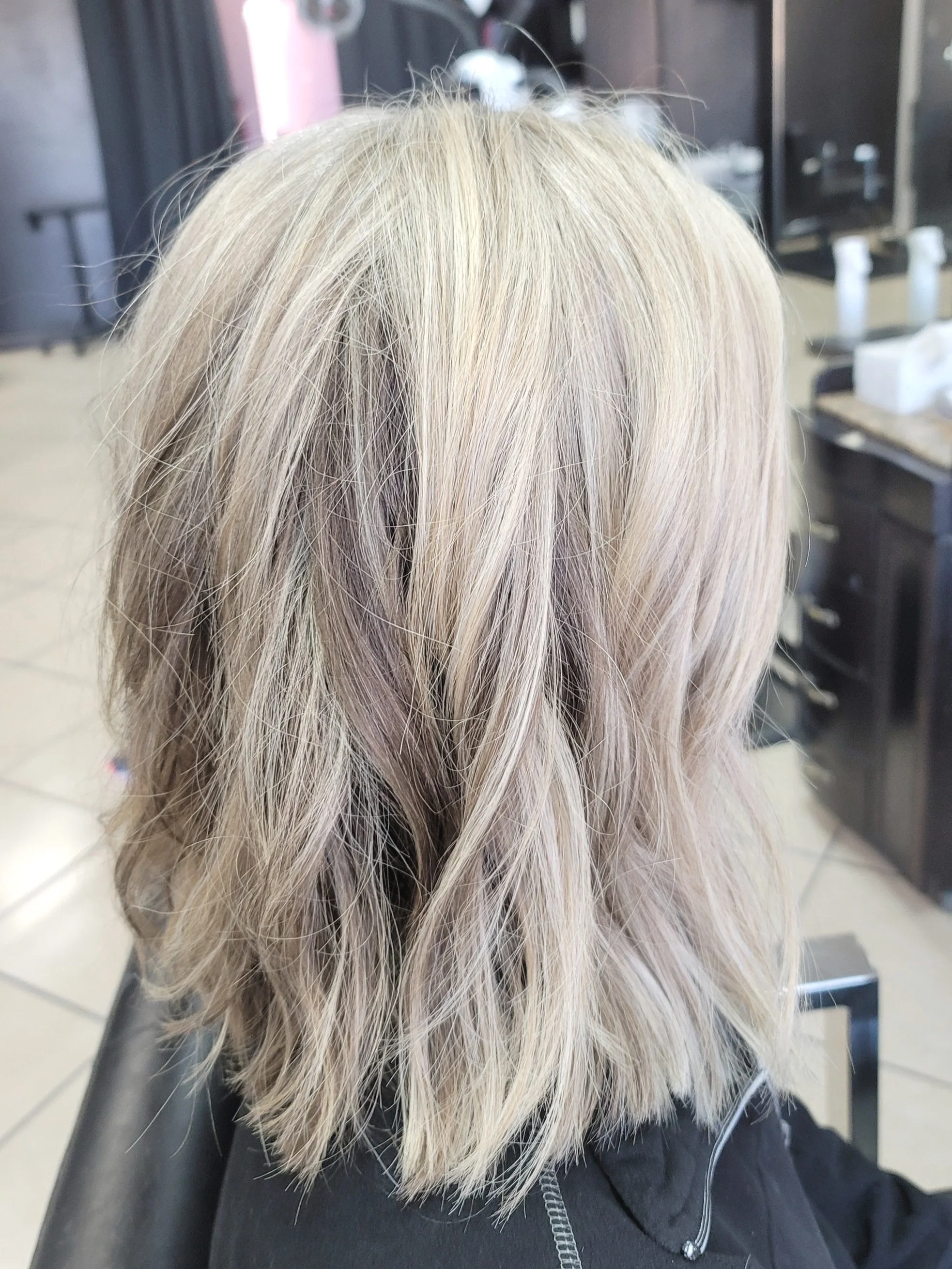 Grey Blending Blonde Highlights