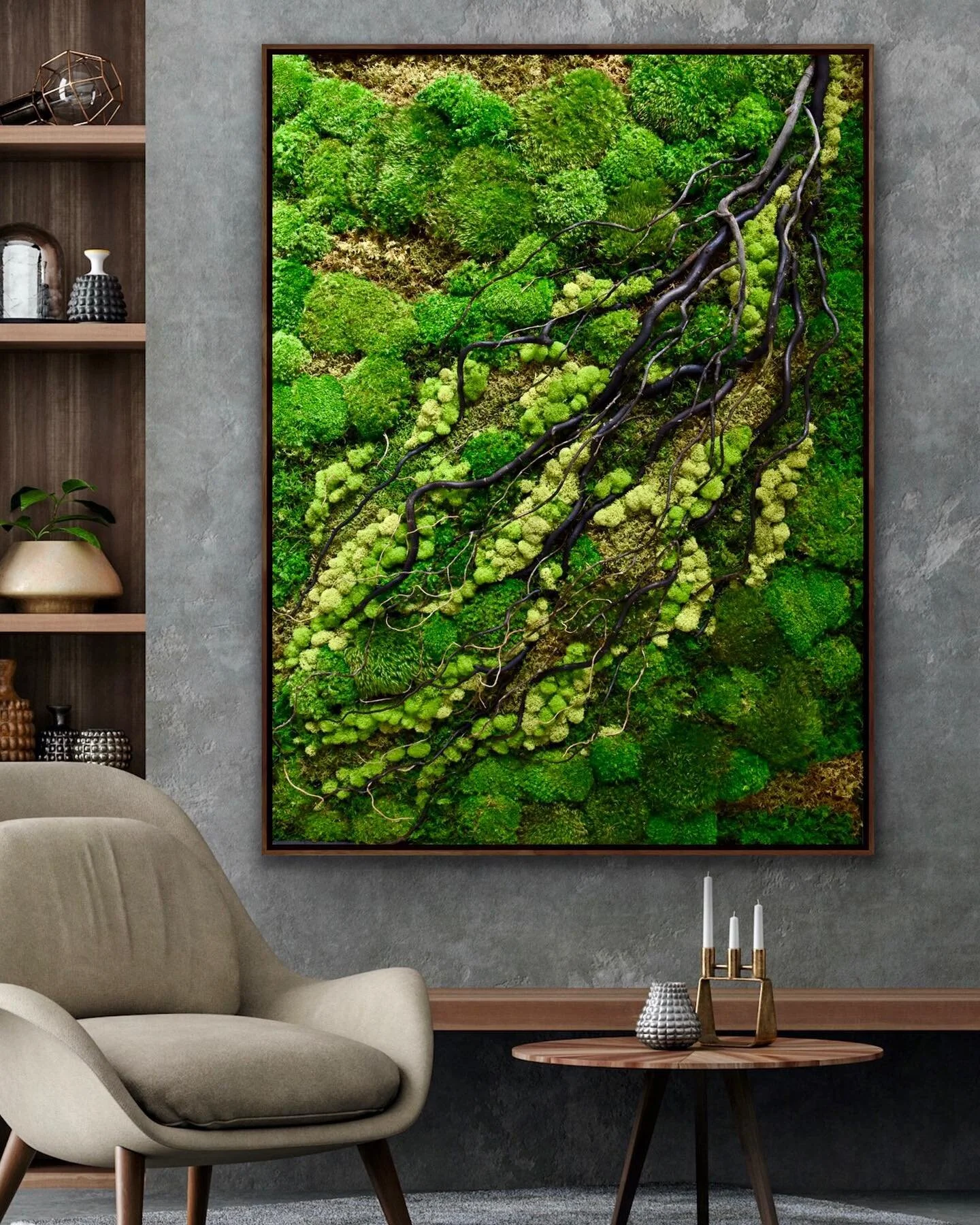 A new moss piece is leaving my studio today for it&rsquo;s new home.  When you bring a piece of nature into your home or work, you are inviting its healing powers into your space✅❇️ #moss #mossart #preservedmosswalls #preservedmoss #greenwall #ecodes
