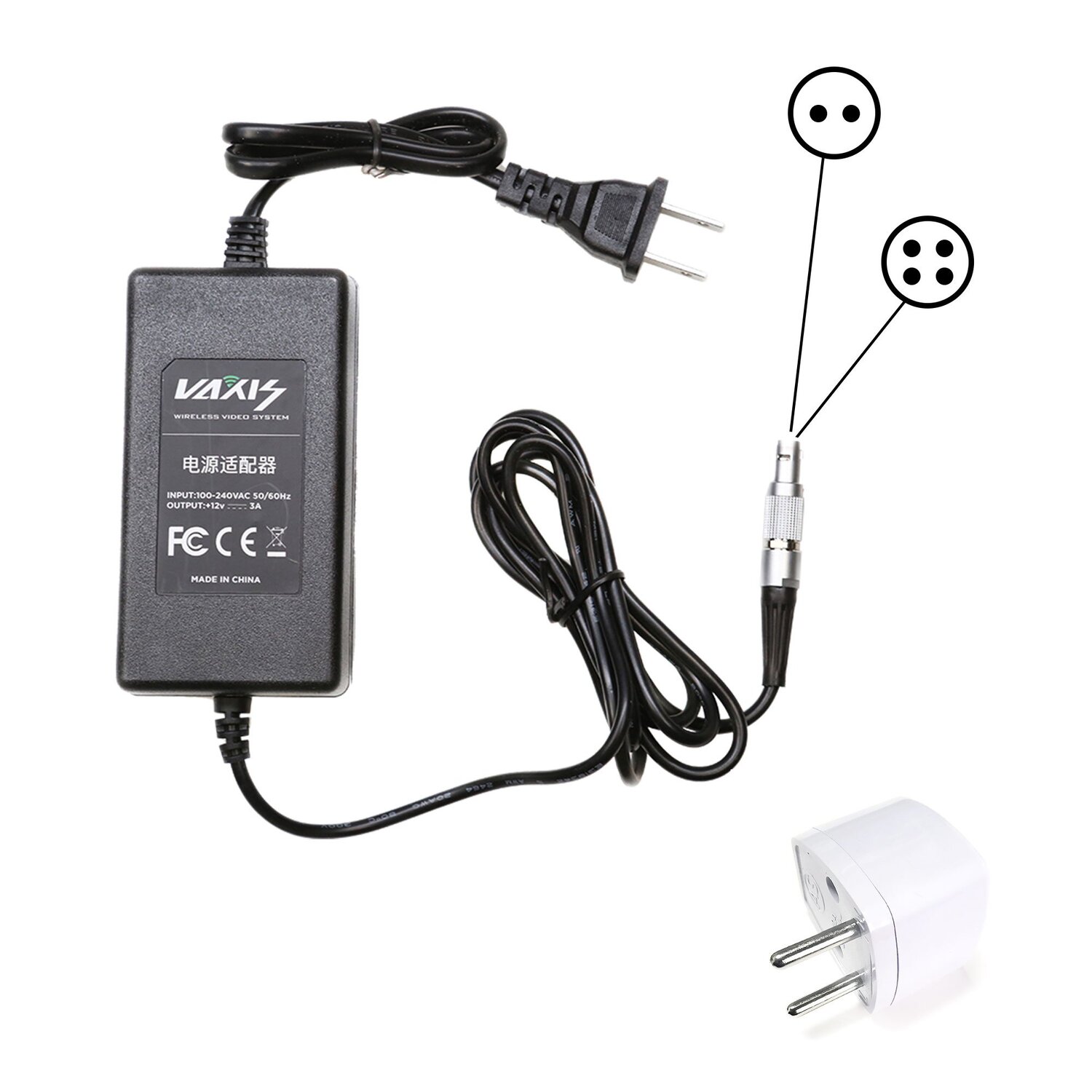 Power Adapter with AC Adapter Cable to 2-Pin/4-Pin Cable — Matchstix