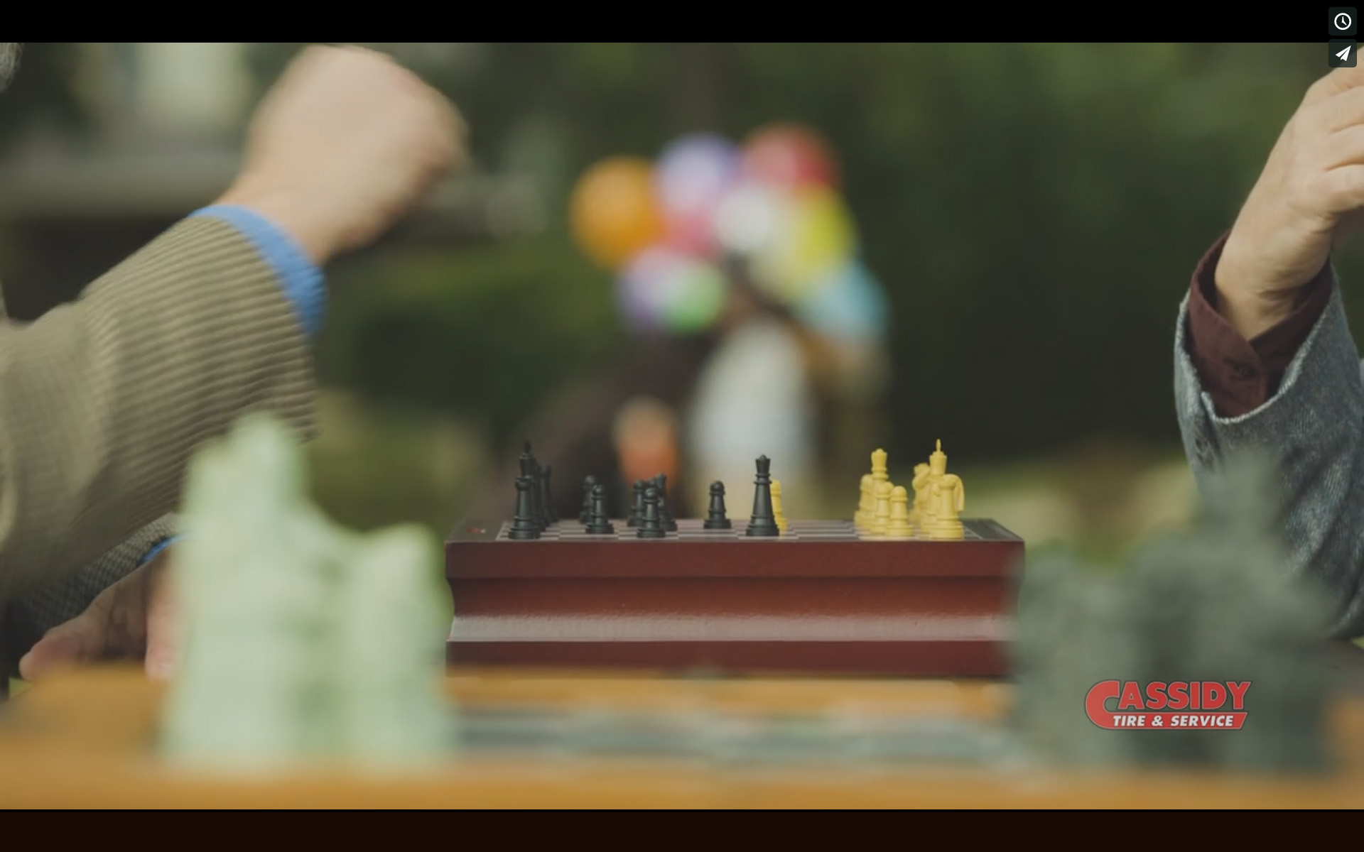It always helps adding a foreground element in. Even though it makes no sense, A second chess set had great leading lines which leads your eye right to Scott running up.