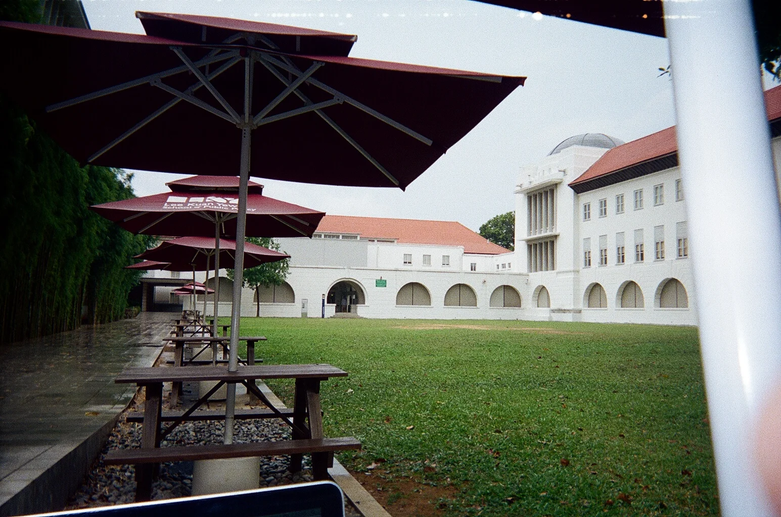 A rainy day on the Lower Quad