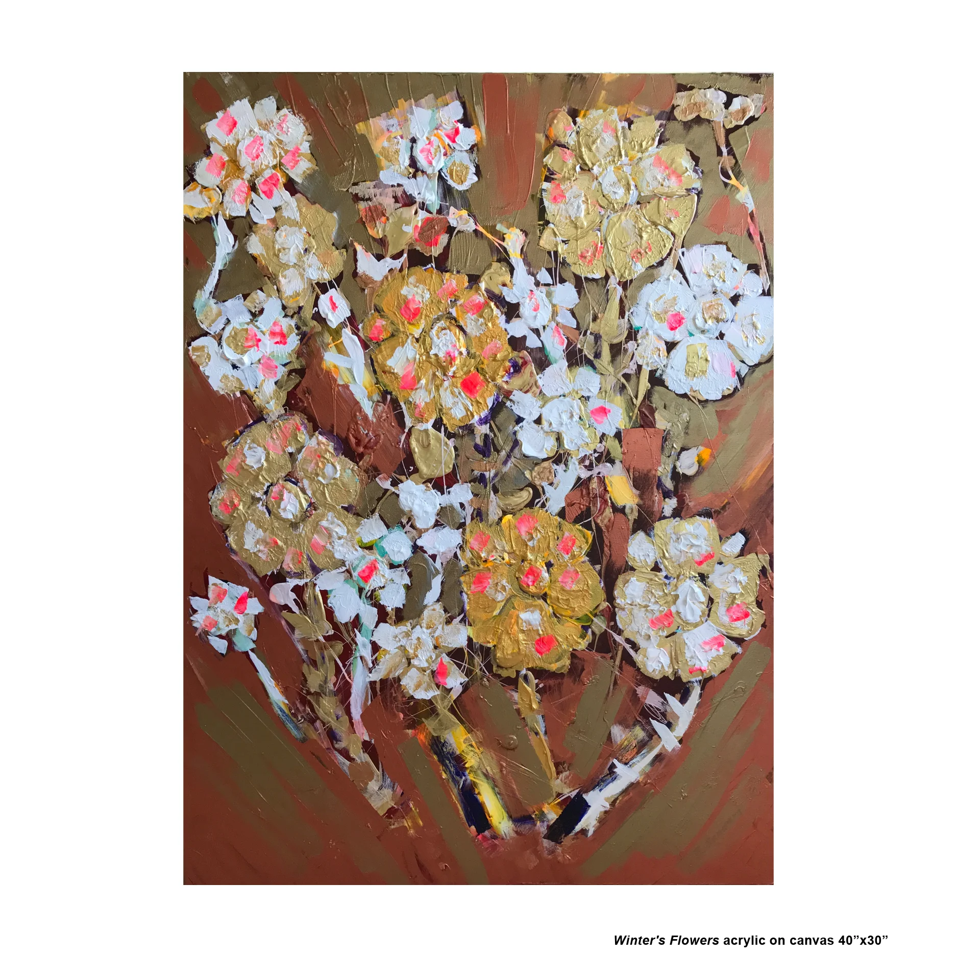 Painting 436 Winter's Flowers acrylic on canvas 40x30.jpg