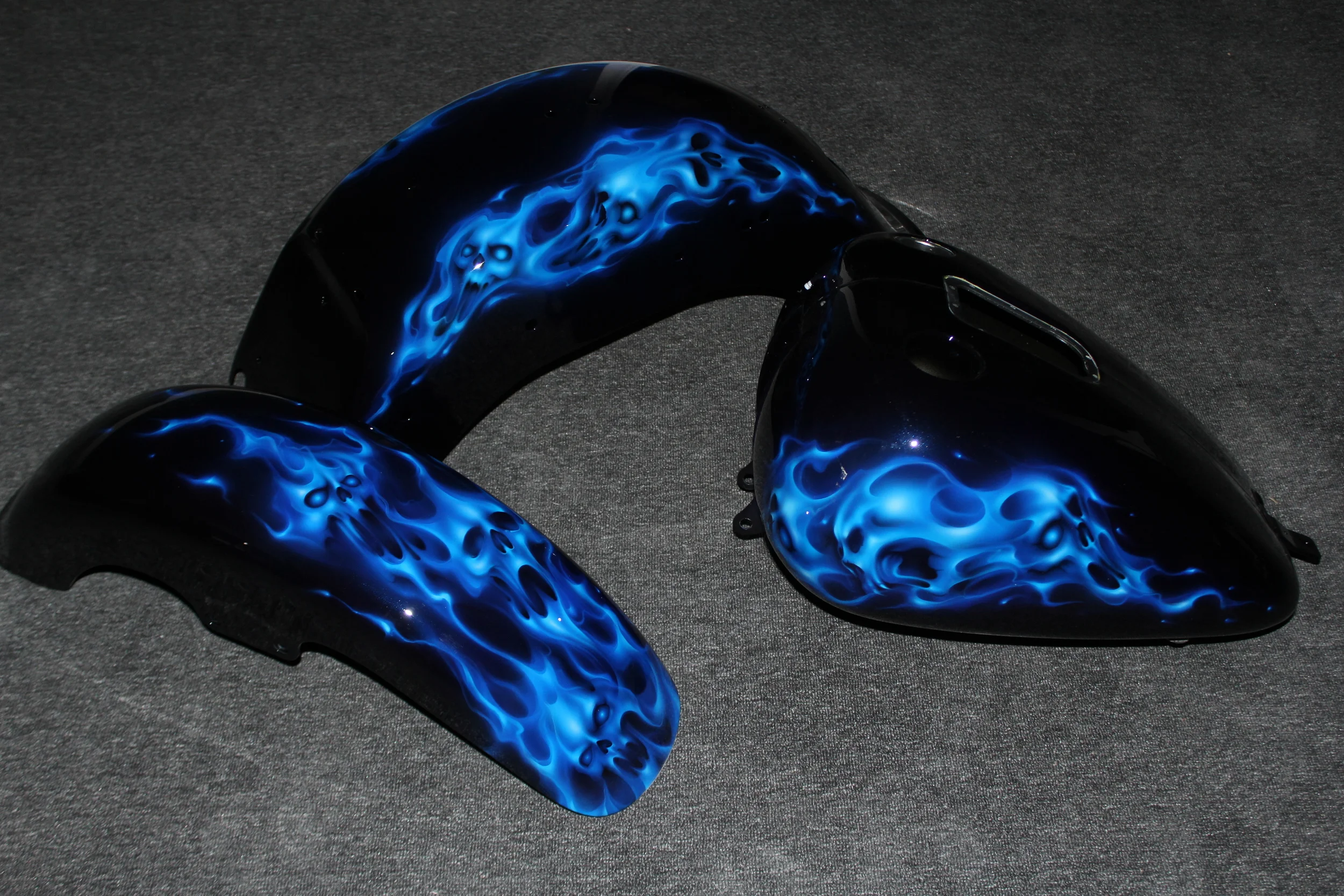Blue fire skulls