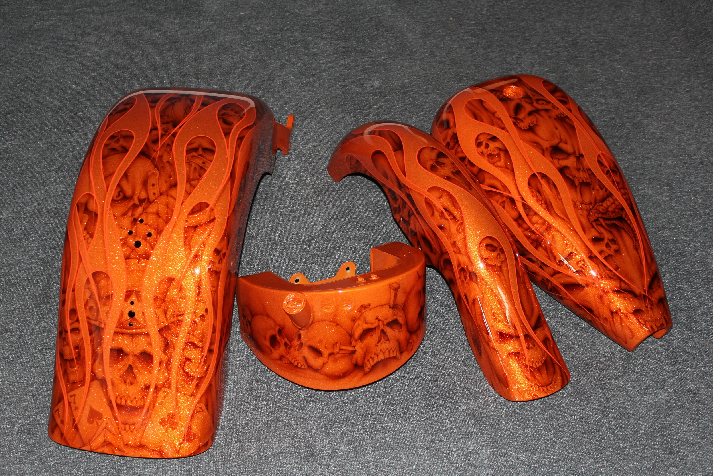 Orange flake skulls and flames Custom