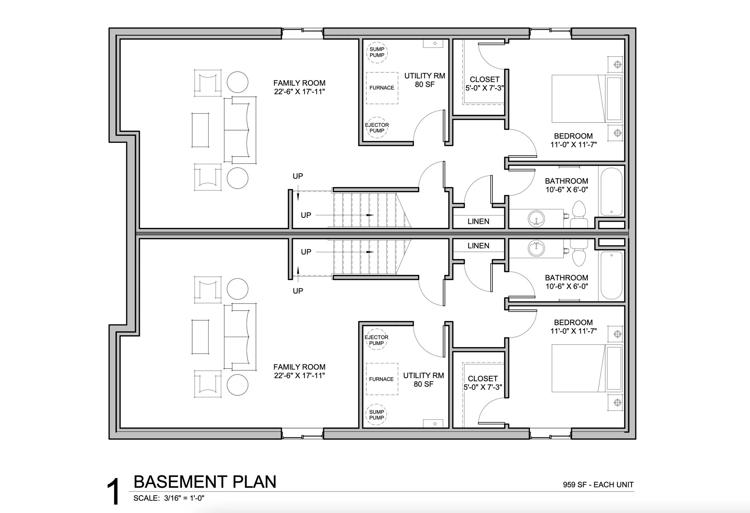 Duplex Floor Plans - 3309 and 3311 W. 20th Ave