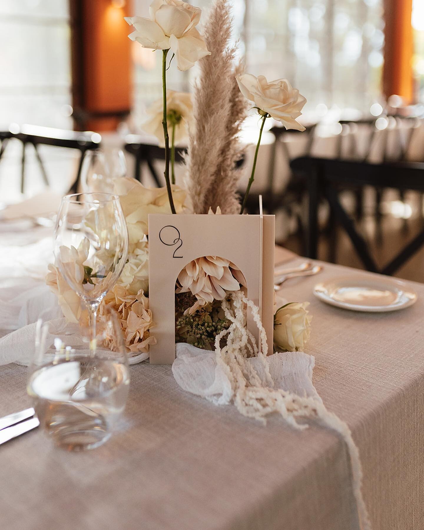 Our double arch table numbers are new to our hire range! Designed in collaboration with our friends at @rufflesandbells, they compliment floral arrangements beautifully. Available in numbers 1 to 30 and in the perfect shade of nude acrylic to suit an