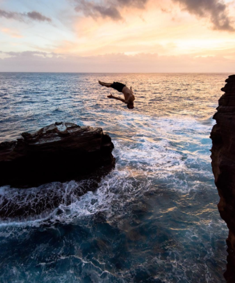 Cliff diving in Hawaii doesn't normally reach 80 ft dives, but the leap of faith jump does.