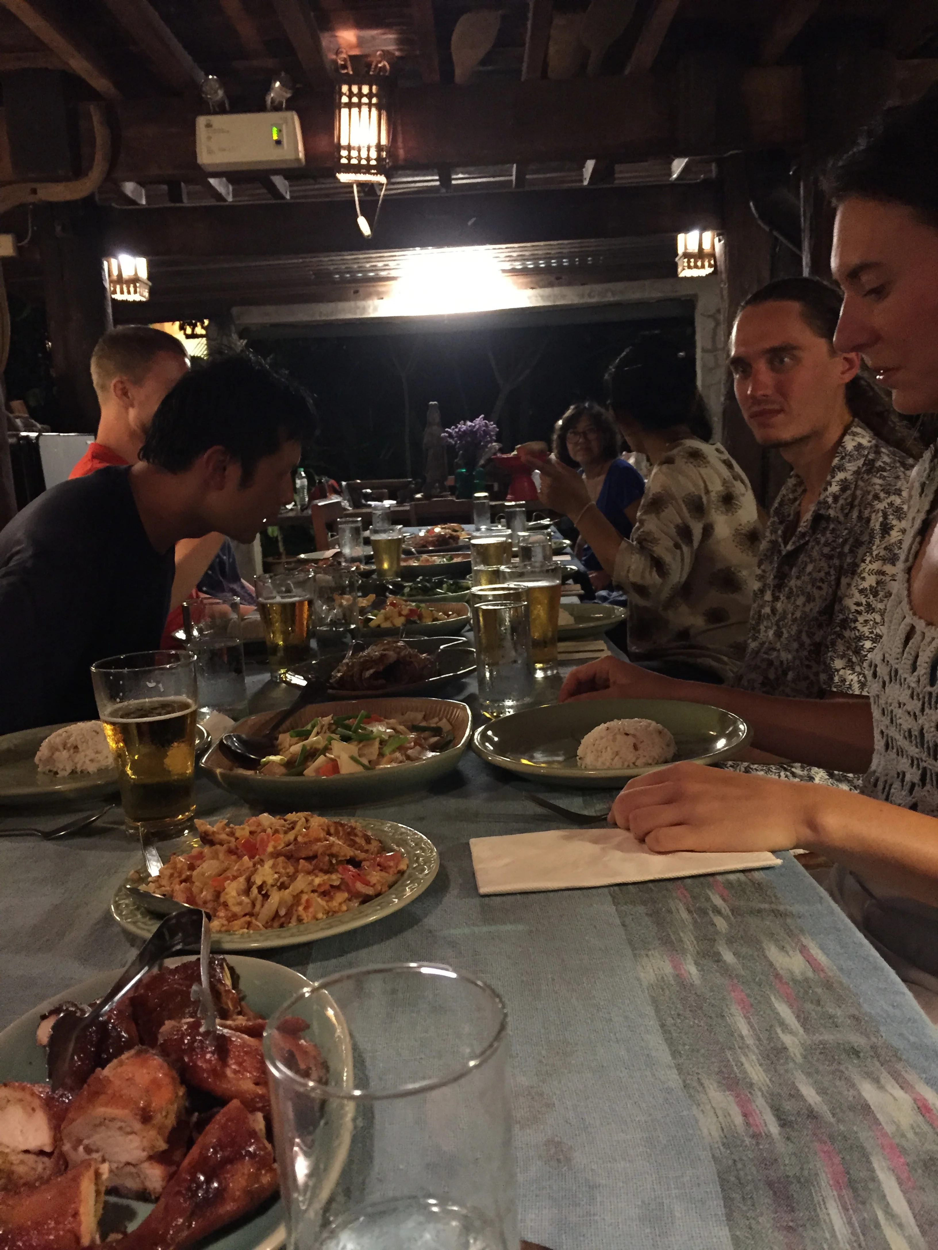 Dinner time. Conversation and food where equally amazing.