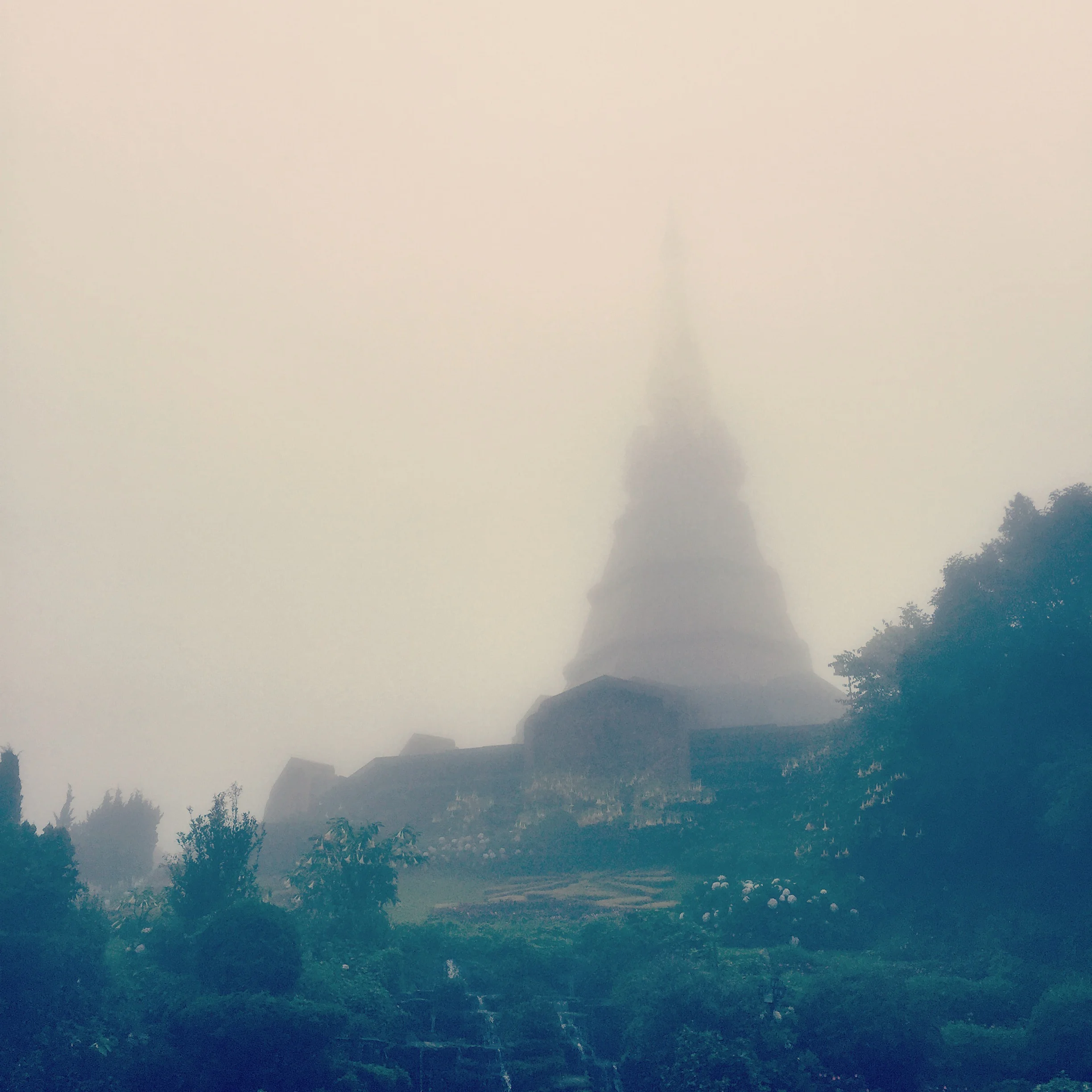 Now the main reason I wanted to go to this mountain was to see this garden with two stupas that were built for the king and queen of Thailand. It was a really overcast day and plus we were literally in the clouds. Even though we couldn't get the ideal experience I thought it was still beautiful. I also know I'll be back someday.