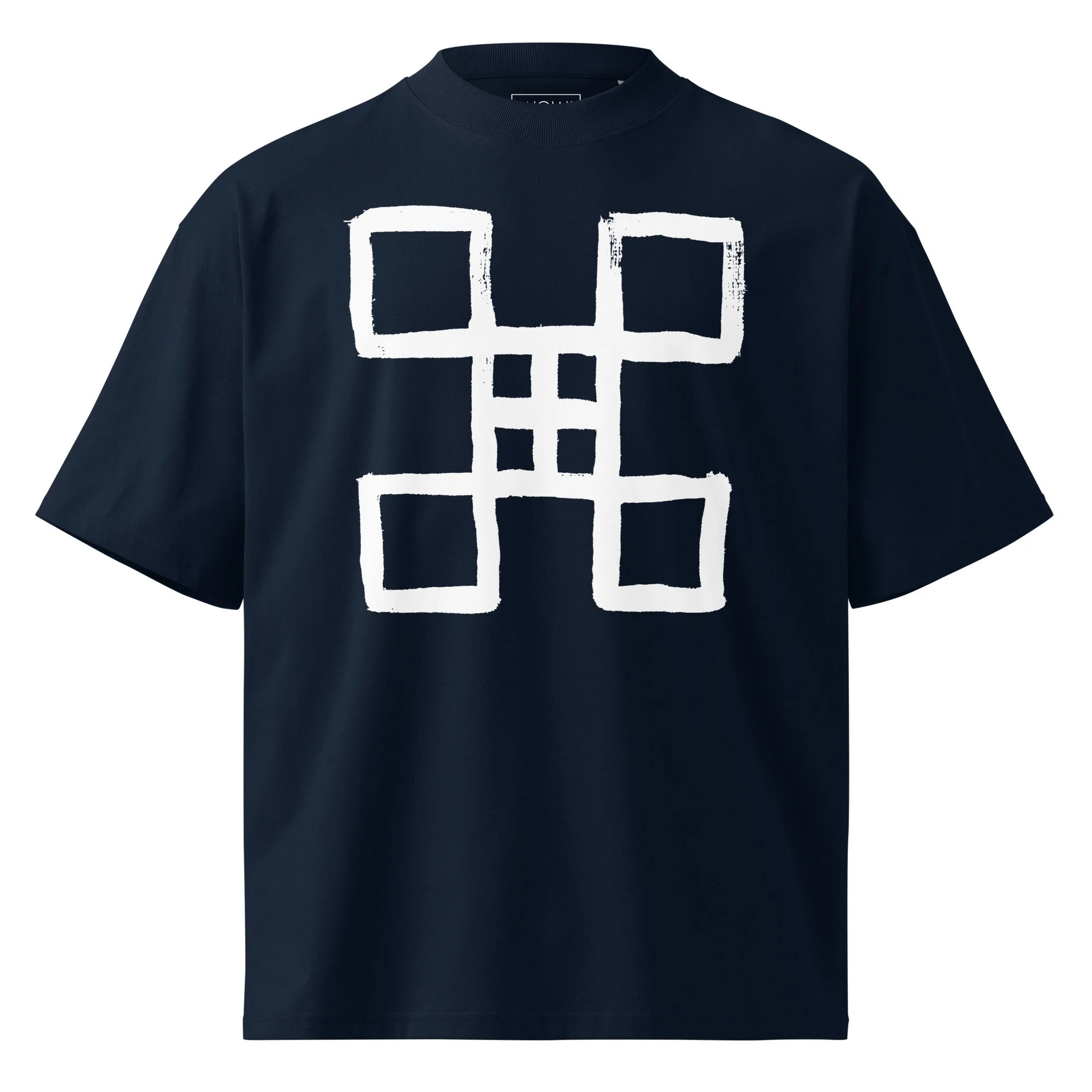 unisex-organic-oversized-high-neck-blaster-2.0-t-shirt-french-navy-front-6a75a804e4563.jpg