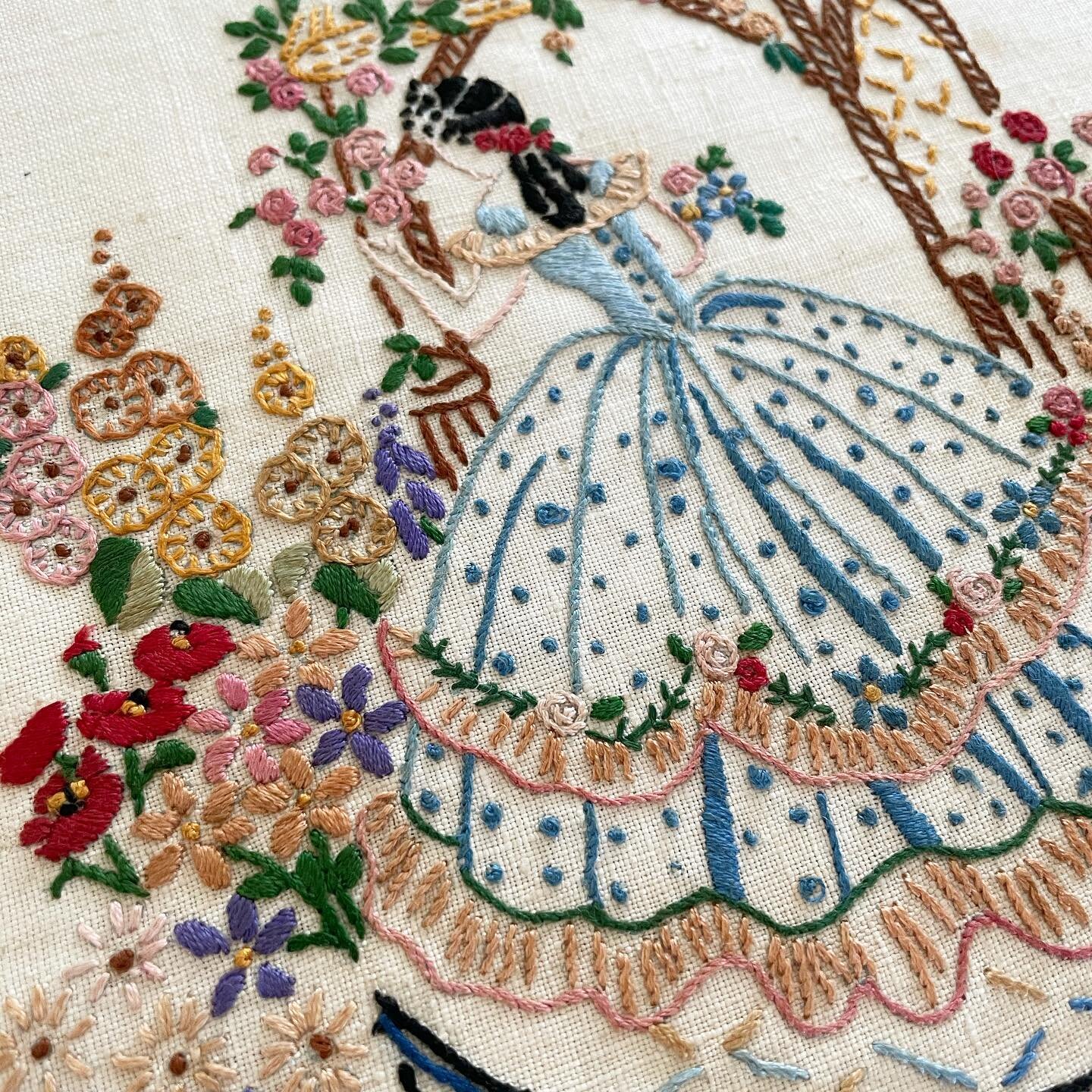 A sweet little embroidery that needed a surface clean and wet clean before framing. Tests on each of the coloured threads was undertaken to ensure that a wet clean was a suitable treatment. The textile tested slightly acidic and was monitored closely