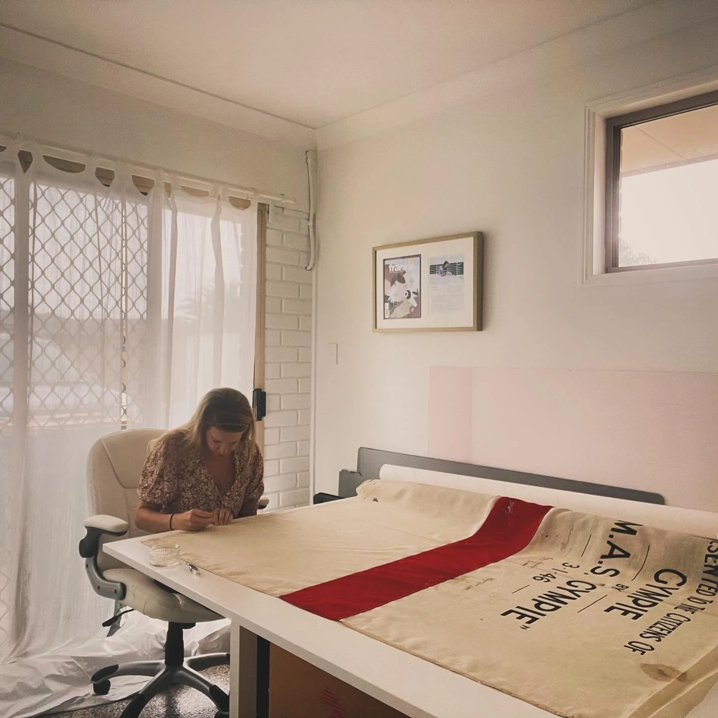 A few years ago I was contacted by Gympie RSL to conserve the HMAS Gympie flag. HMAS Gympie served during the WWII and was launched in 1942 and decommissioned in 1946 and sold for scraps in 1961. The flag was signed by the crew in 1941 and had been p