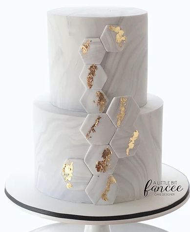 Marble & Gold hexagons Cake by A Little Bit Fancee