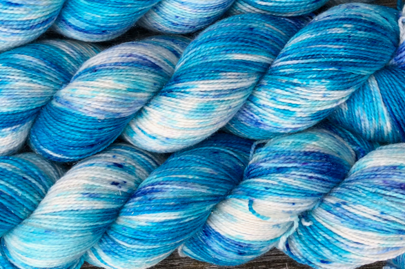 blue speckled stellina sock yarn