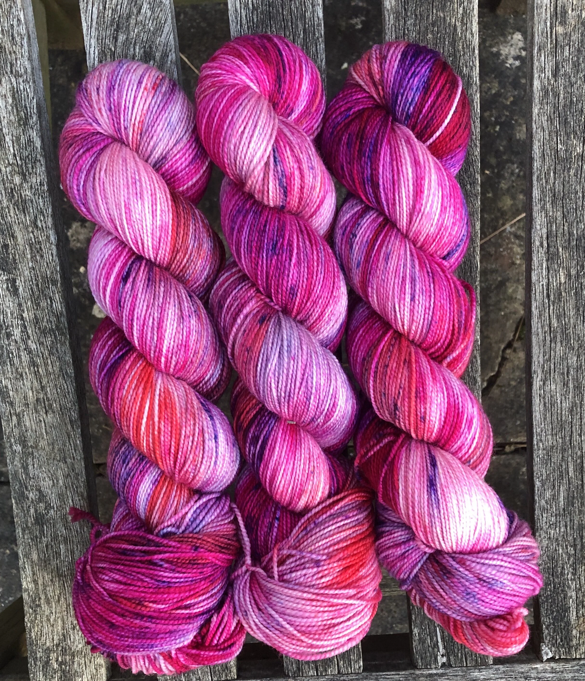 pink speckled yarn sock