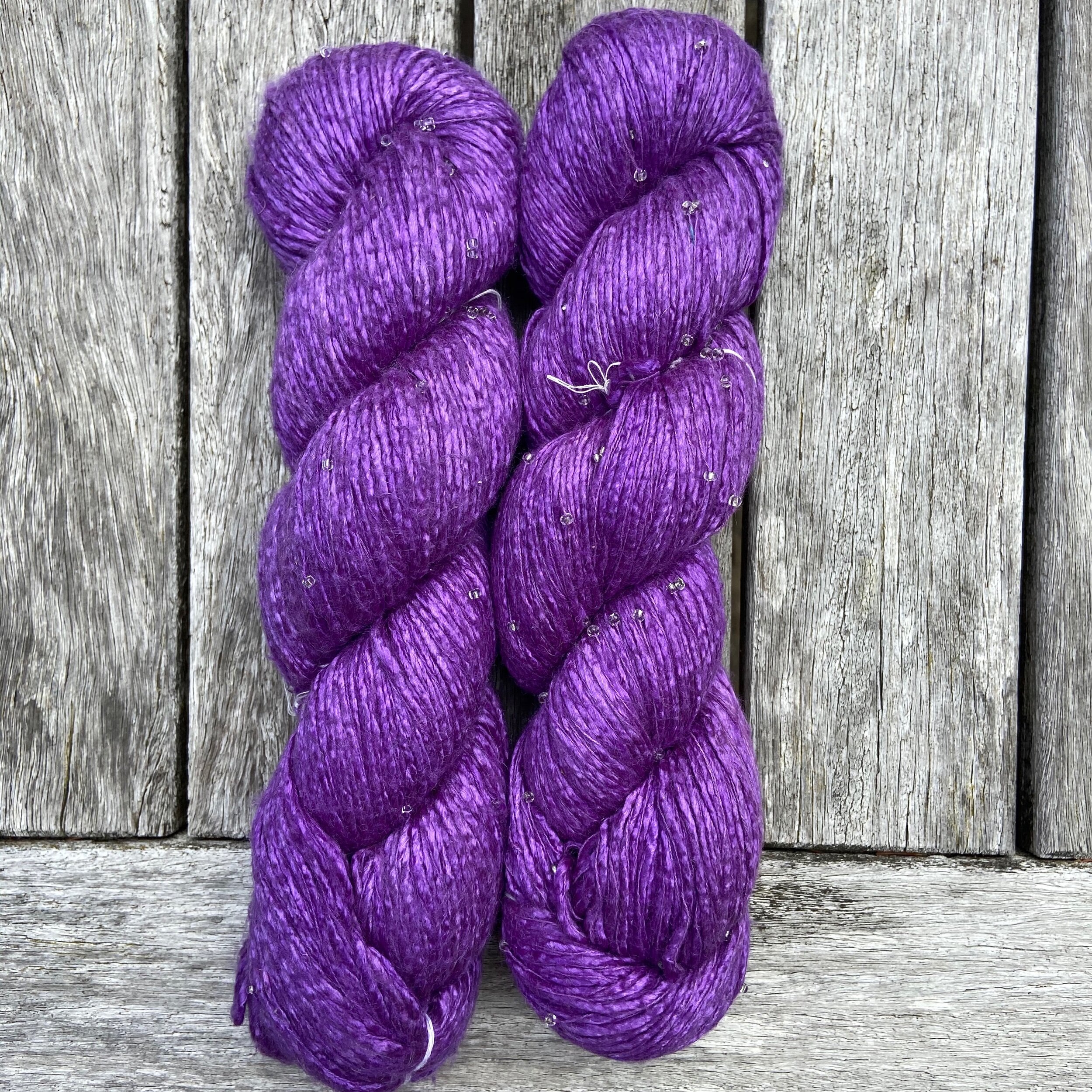 purple silk with beads