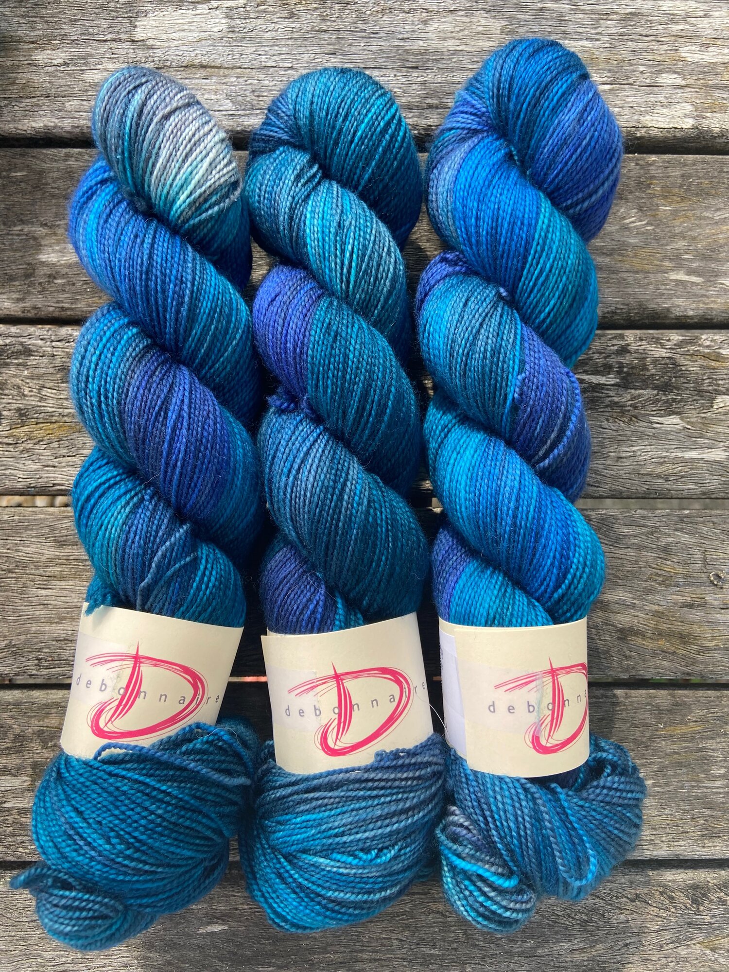 Bluebonnets for Doris Sock Yarn  Multicolor Blue Hand Dyed Yarn