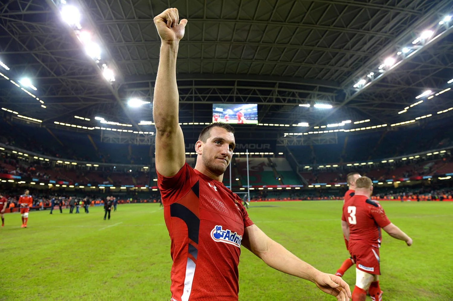 Sam Warburton of Wales celebrates beating South Africa