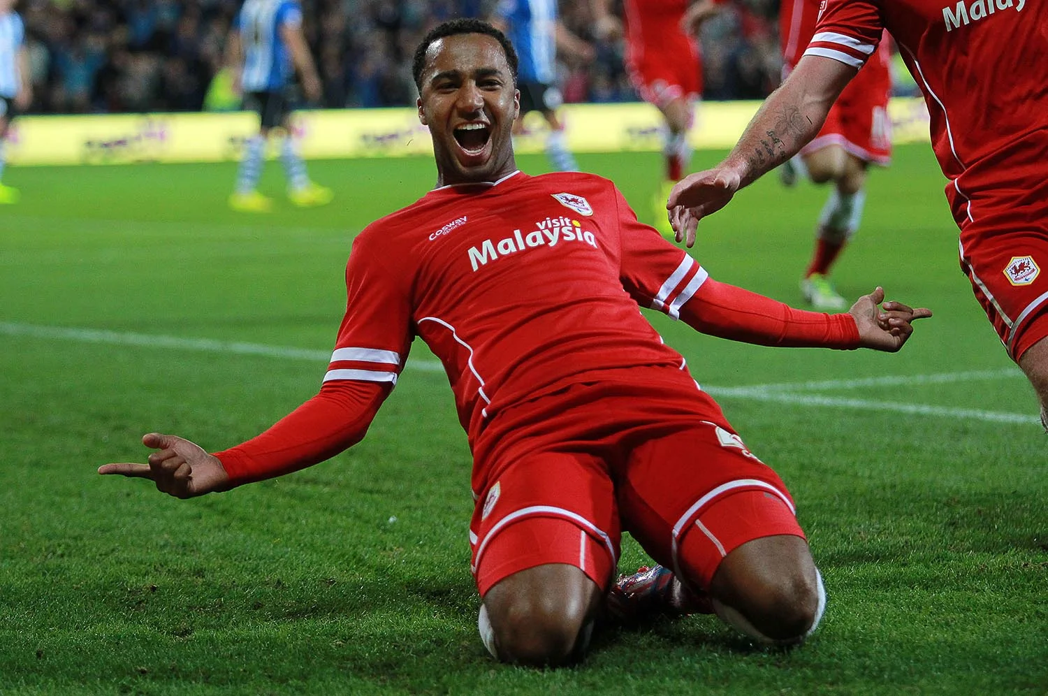 Nicky Maynard of Cardiff City celebrates scoring