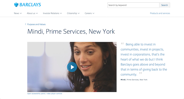 Barclays 'values' videos