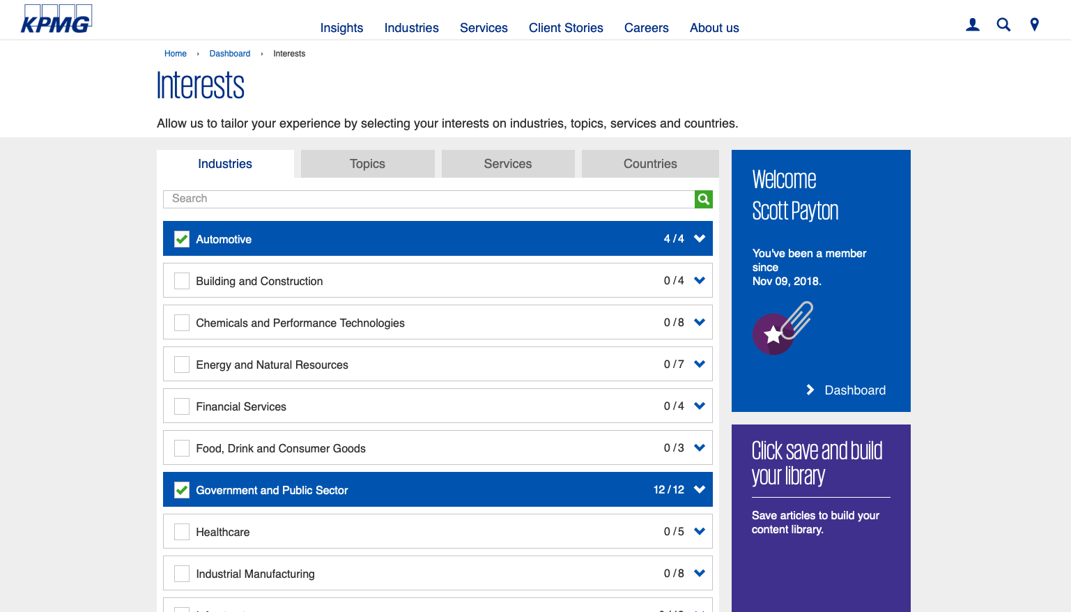 KPMG is experimenting with personalisation that is unusually sophisticated for a corporate website