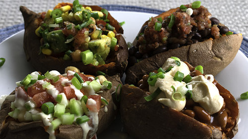 Baked Sweet Potatoes with Easy Toppings — Gracious Vegan